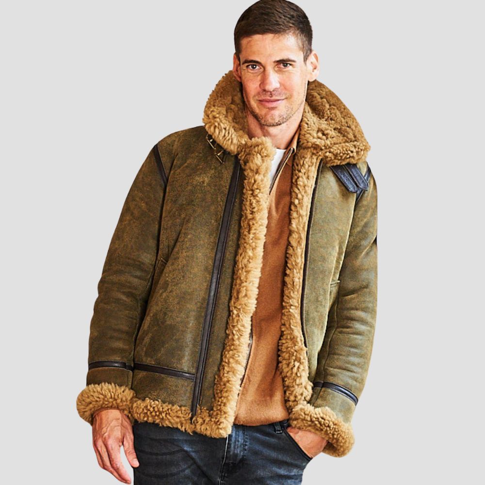 Step into timeless style with this vintage-inspired B3 bomber jacket, complete with a luxurious shearling lining for ultimate warmth.