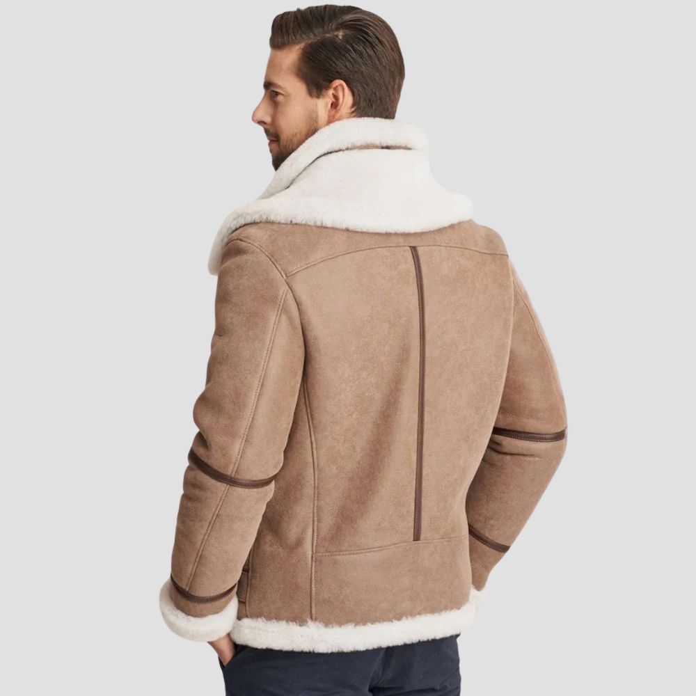This vintage-inspired B3 bomber jacket features a shearling interior, making it a must-have for both function and fashion.