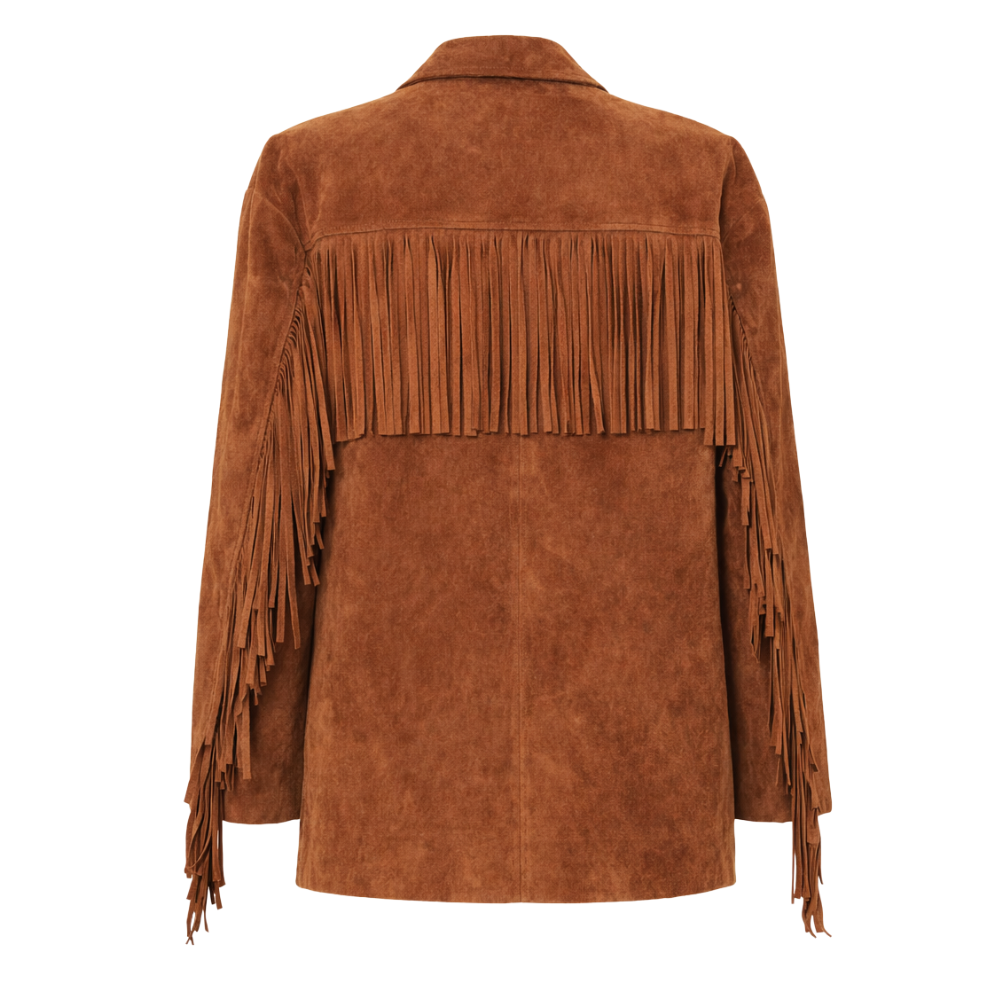 Women's fringe suede leather western jacket with authentic cowgirl styling