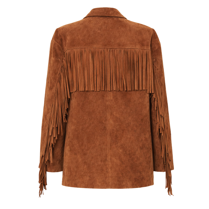 Women's fringe suede leather western jacket with authentic cowgirl styling