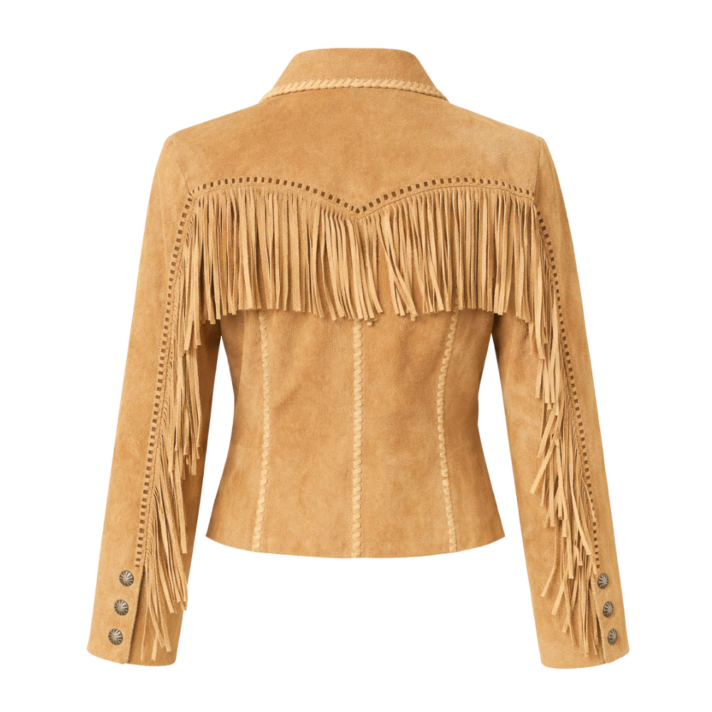 Ladies goat suede western cowgirl jacket with traditional western design