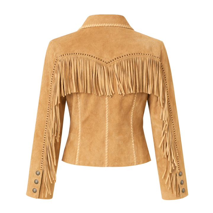 Ladies goat suede western cowgirl jacket with traditional western design
