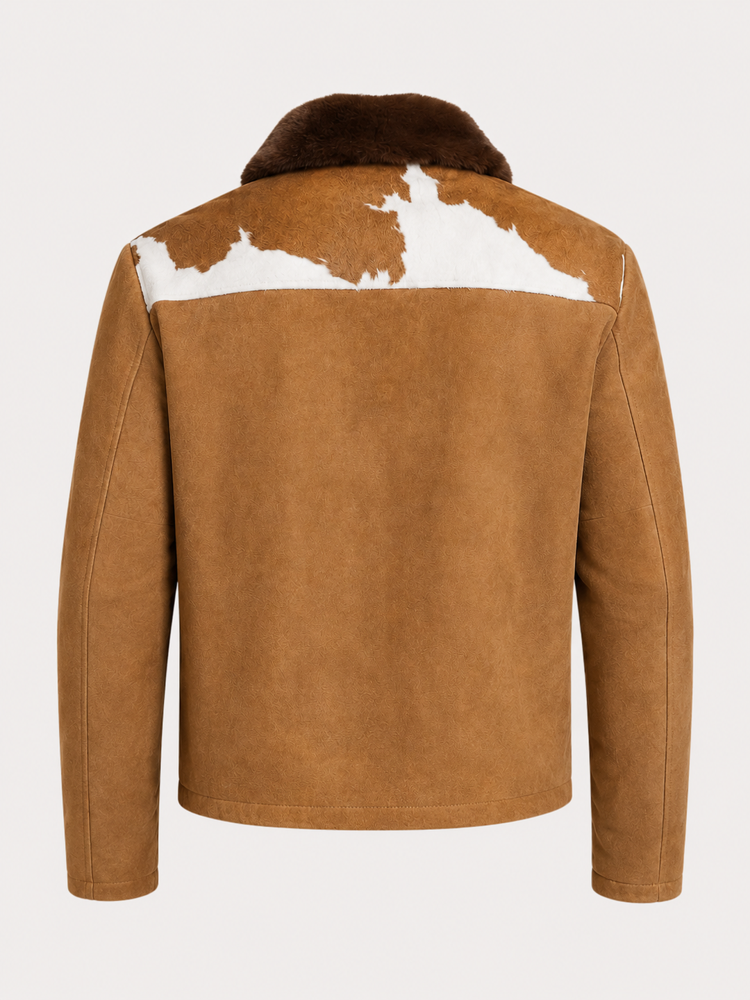 Authentic hair on hide cowhide leather jacket with fur collar for rugged western fashion