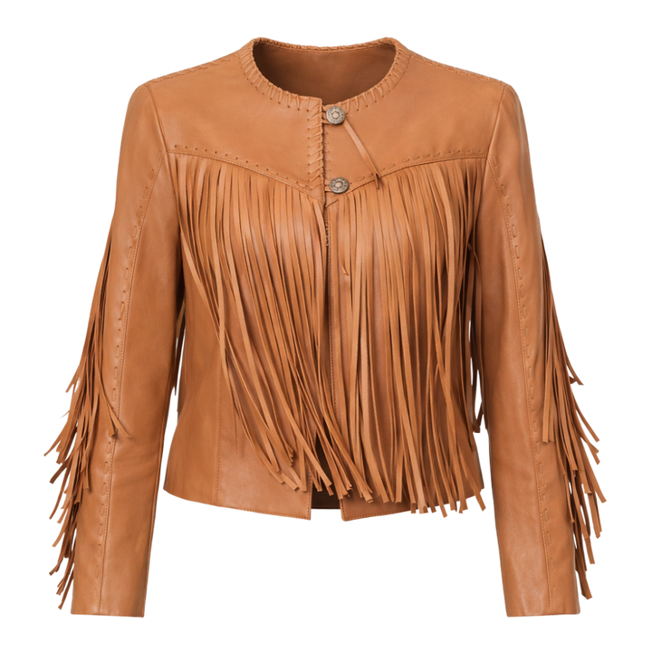Tassel sheep leather western jacket for ladies