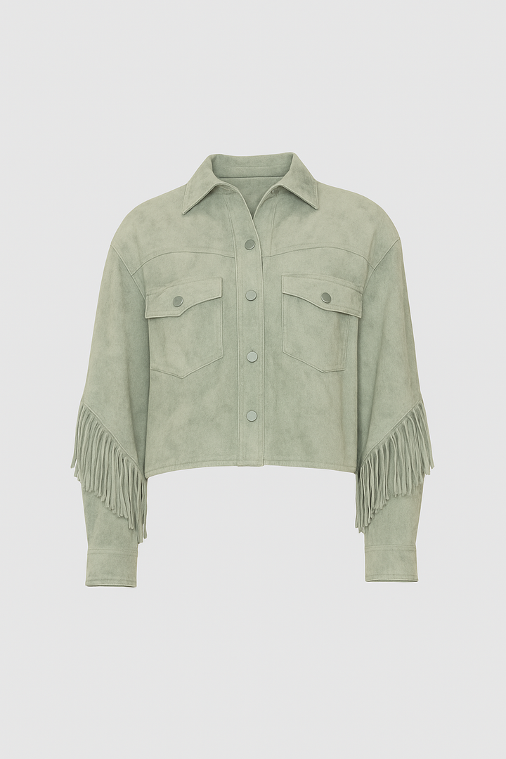 Suede Leather Fringed Jacket For Women With A Western Fashion
