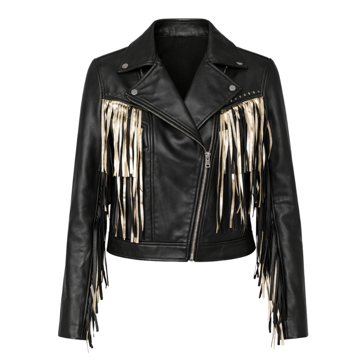 Western metallic leather jacket with shiny finish