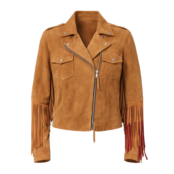 Western style brown fringed suede jacket 