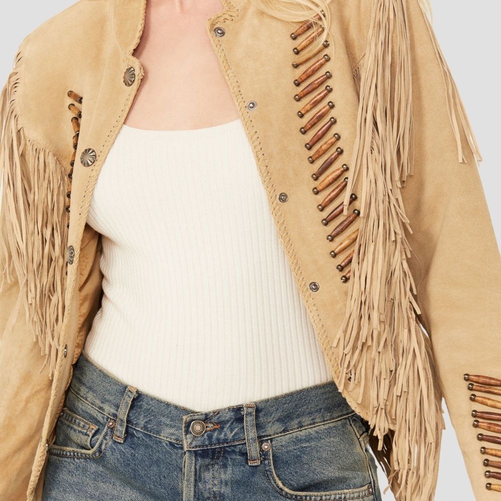 Shop a trendy women’s Western suede jacket with fringe and tassels. The soft suede and playful fringe and tassel accents create the perfect combination of comfort and Western style.