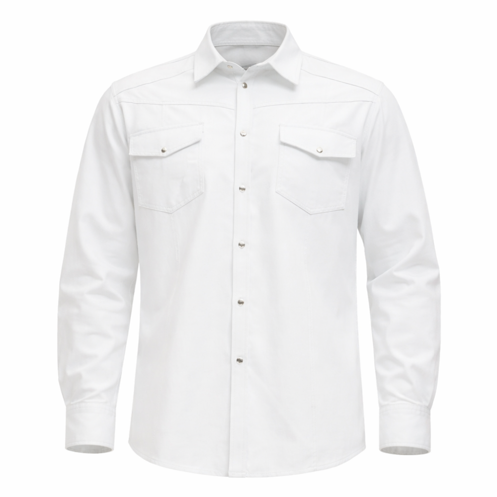 White leather trucker shirt stylish men’s casual fashion wear