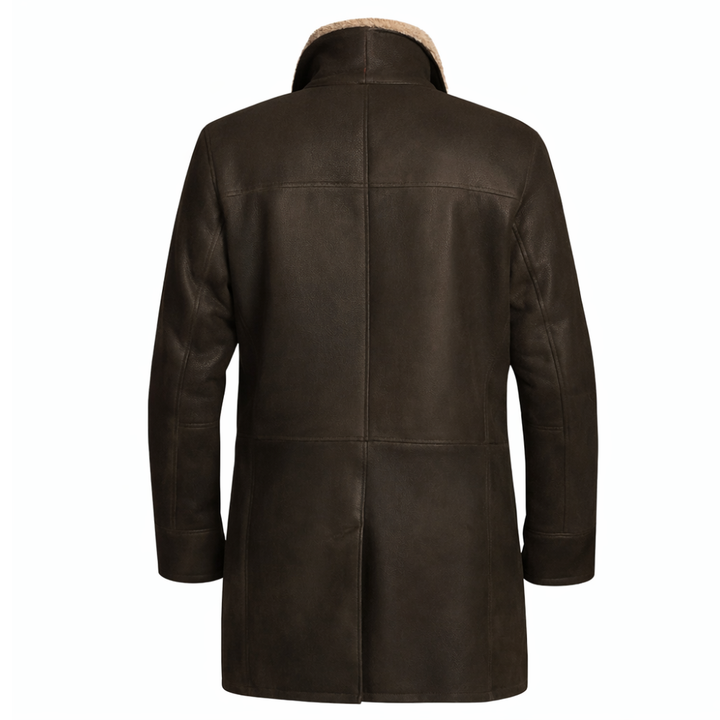 Warm sheepskin leather shearling coat for men winter wear