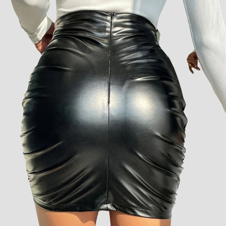 Modern leather skirt for women with a fashionable, stylish twist.