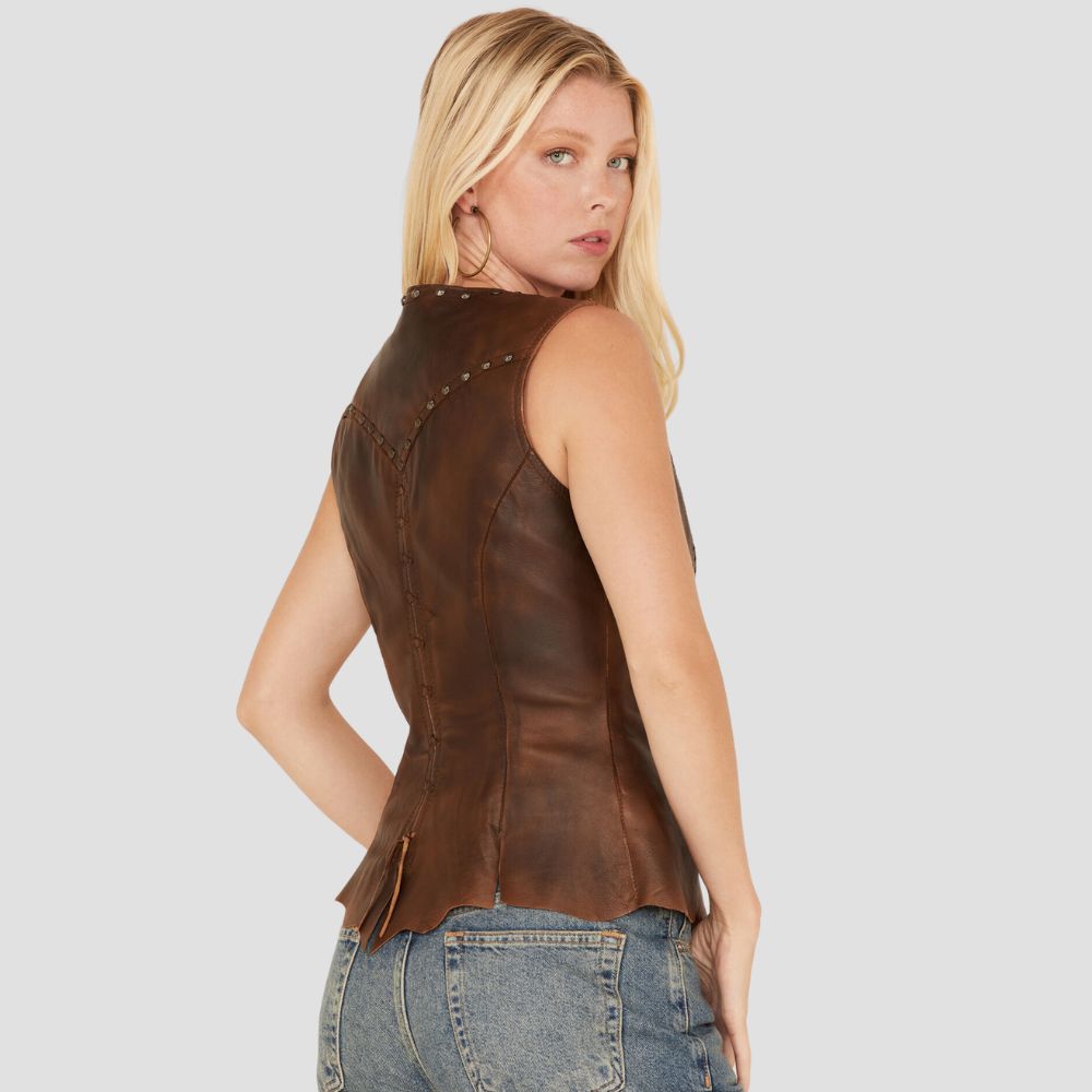 Premium leather vest for women, designed to enhance any wardrobe with its timeless style, comfort, and versatile design.