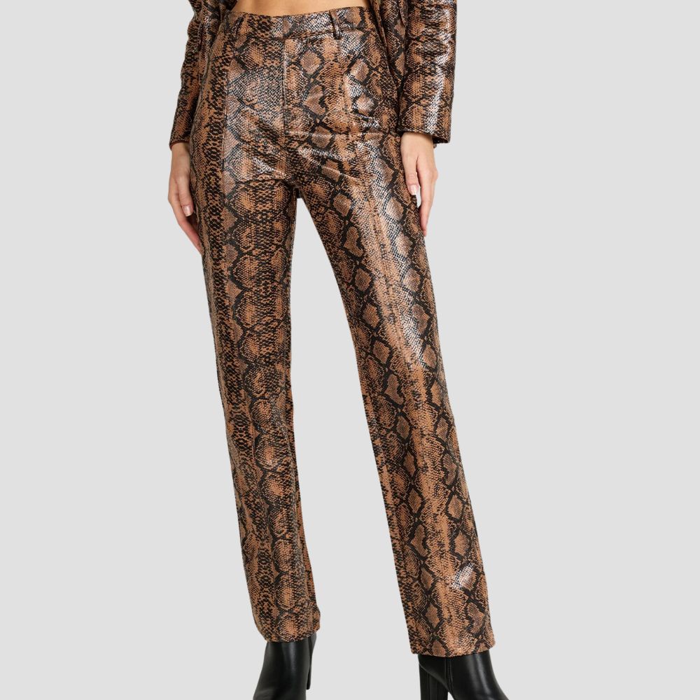  Trendy snakeskin leather pants for women designed for modern elegance.