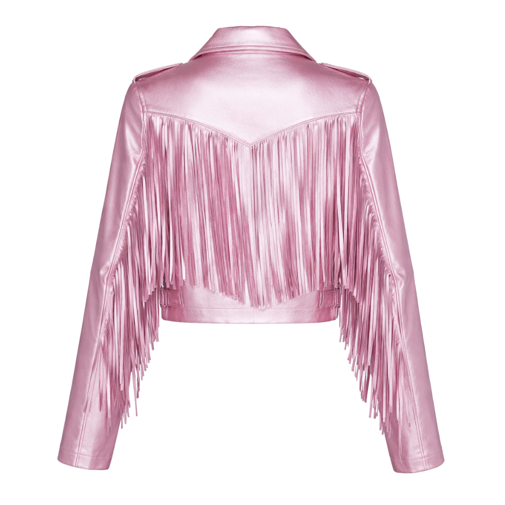 metallic leather western jacket for women