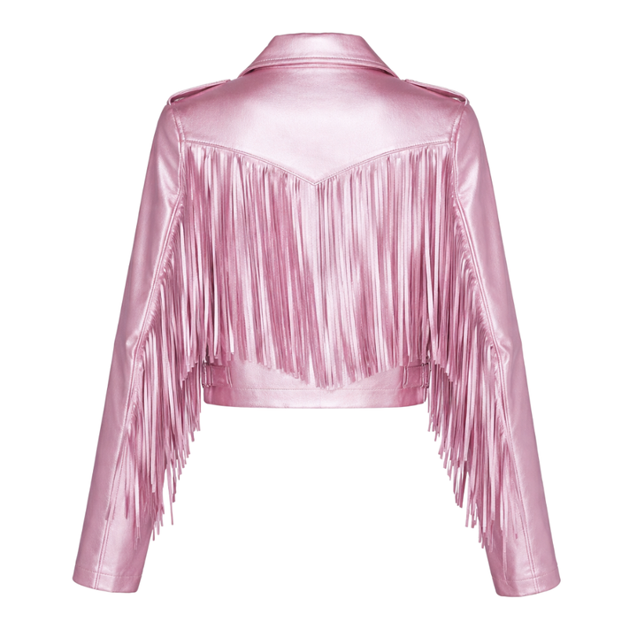 metallic leather western jacket for women
