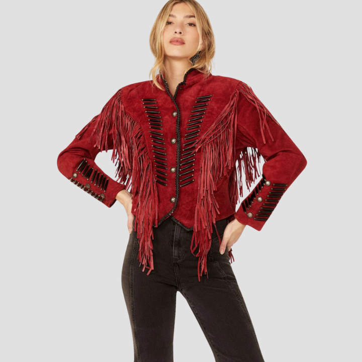 Shop a women’s Western suede jacket for everyday wear with fringes. The soft suede material and stylish fringe accents create a chic, casual look perfect for any day of the week.