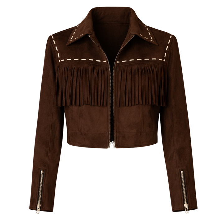 Women's cropped suede western jacket with cowgirl details