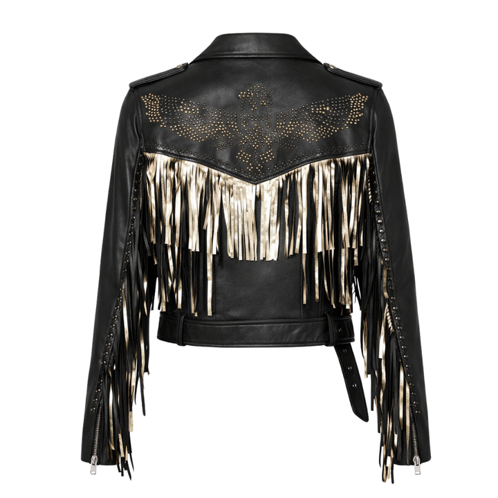 Women's metallic western leather jacket with cowgirl styling