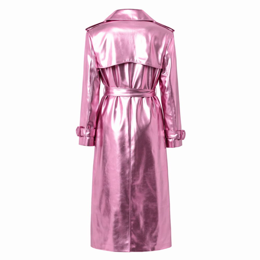 Unique Metallic Pink Long Coat Women For Chic Winter Outfits trendytannery Unique Metallic Pink Long Coat Women For Chic Winter Outfits trendytannery