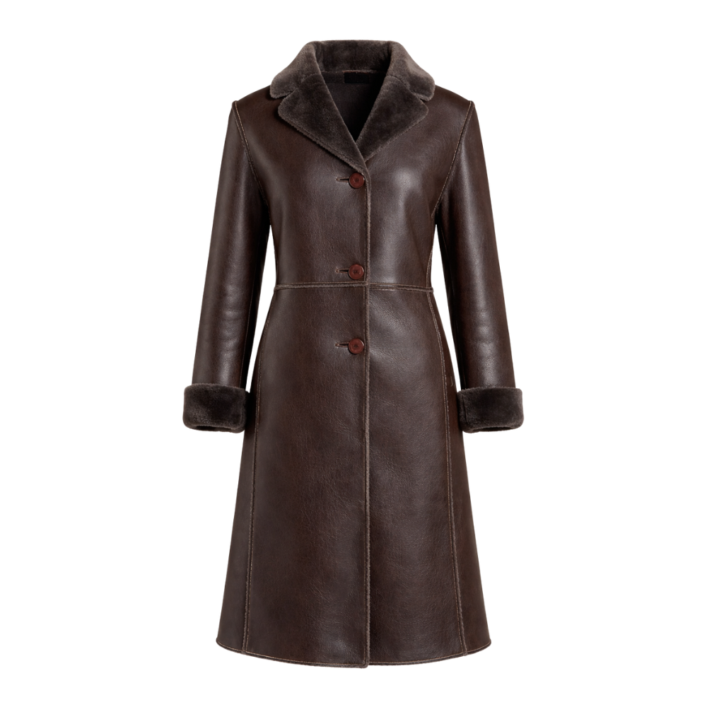 Shearling trench coat for women 