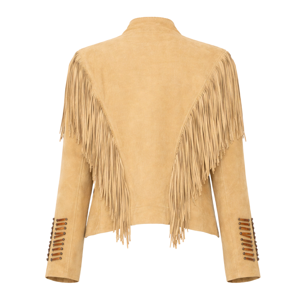 Women's western fringed suede jacket with cowgirl styling