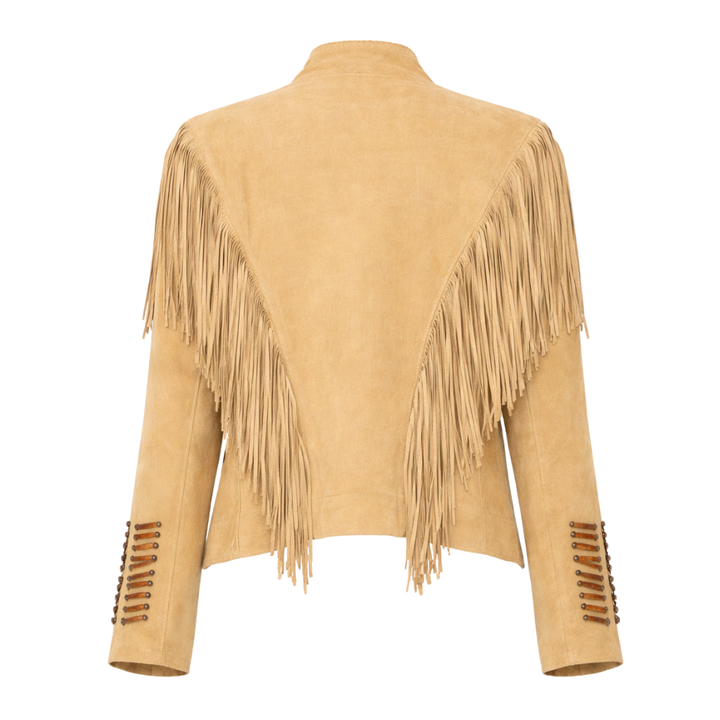 Women's western fringed suede jacket with cowgirl styling